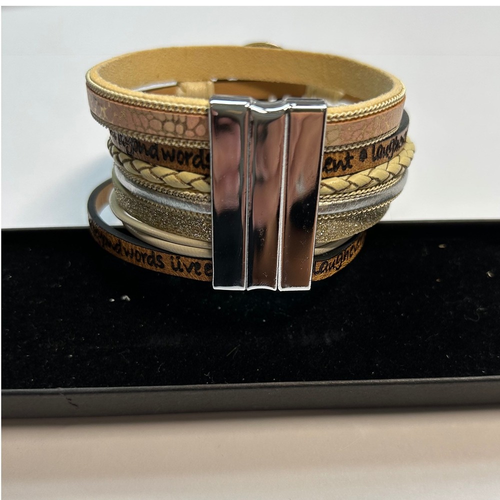 Desimtion Teacher Appreciation Multi-Strand Apple Wrap Bracelet Magnetic Clasp - Picture 3 of 14